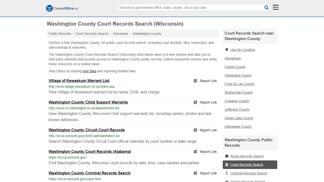 Washington County Court Records Search (Wisconsin) - County Office