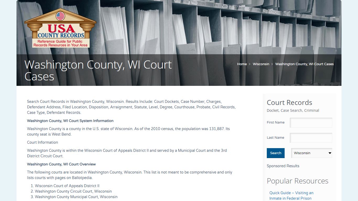 Washington County, WI Court Cases | Name Search